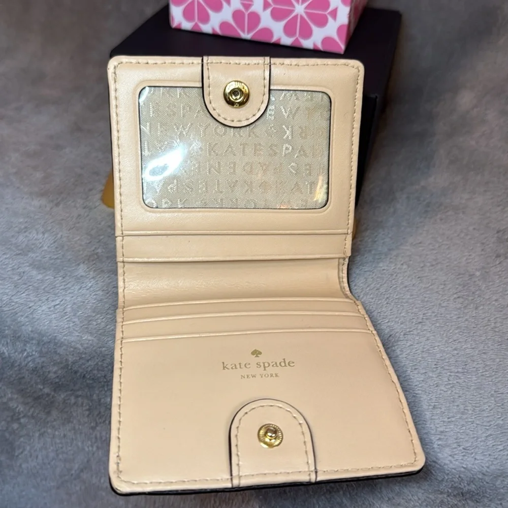 KATE SPADE Black Serenade Valencia Road Bow Small Ostrich Embossed Wallet/ EUC